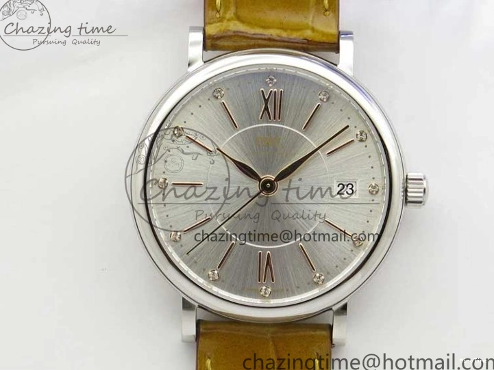 MIROTIME 0127 Durable Portofino 37mm SS V7F 1:1 Best Edition White Dial on Light Brown Leather Strap A 7092